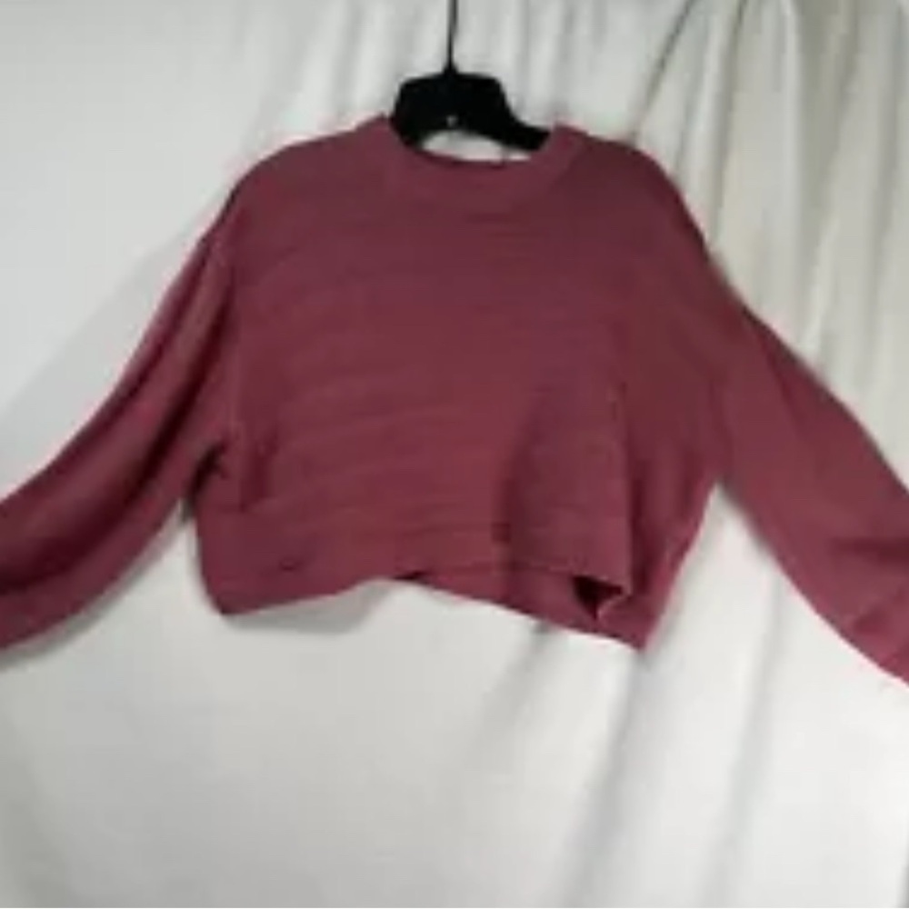 Top shop women’s crop blush pink color cable knit oversized sweater size 4 - Picture 3 of 9